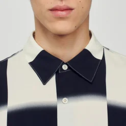 Discount Flowing Shirt With Check Print Men Shirts