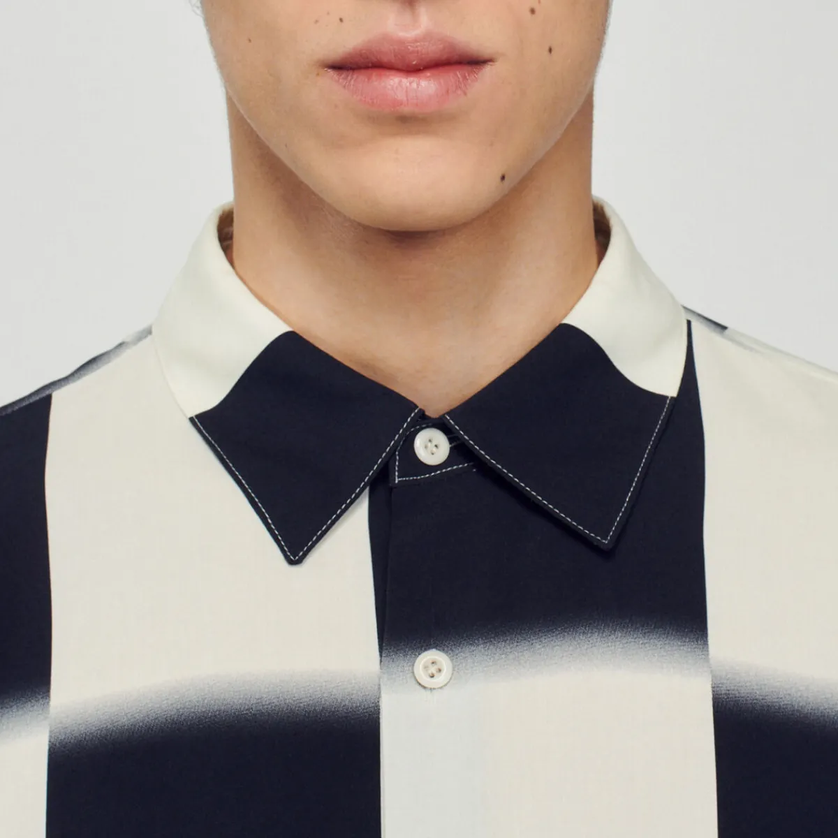 Discount Flowing Shirt With Check Print Men Shirts