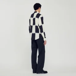 Discount Flowing Shirt With Check Print Men Shirts