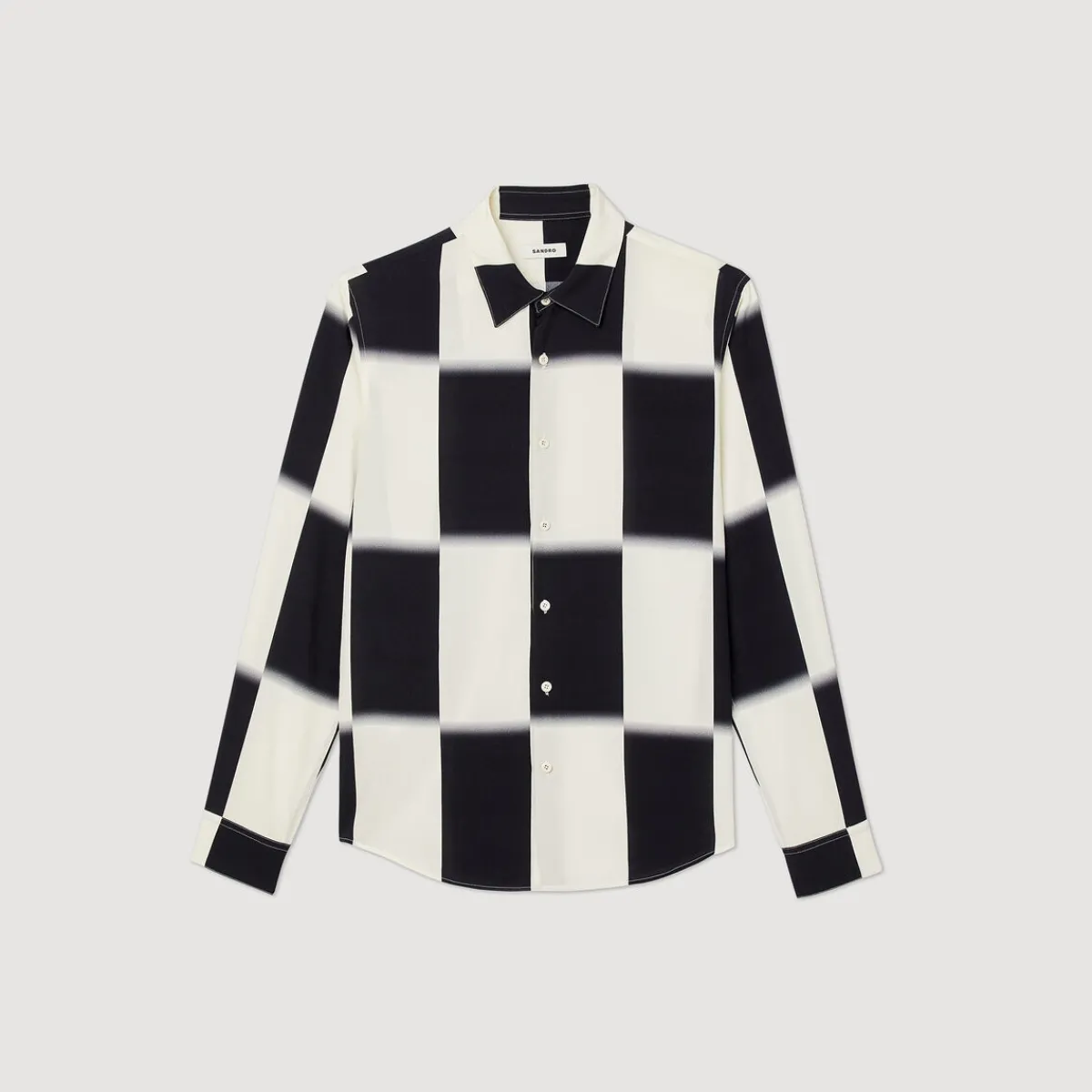 Discount Flowing Shirt With Check Print Men Shirts