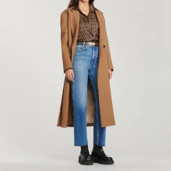 Cheap Flowing Shirt With Floral Striped Print Women Tops & Shirts