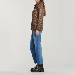 Cheap Flowing Shirt With Floral Striped Print Women Tops & Shirts