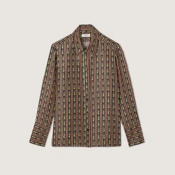 Cheap Flowing Shirt With Floral Striped Print Women Tops & Shirts