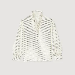 Store Flowing Shirt With Mini Polka-Dot Print Women Tops & Shirts