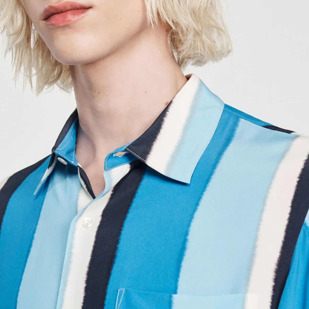 Sale Flowing Striped Short-Sleeved Shirt Men Shirts