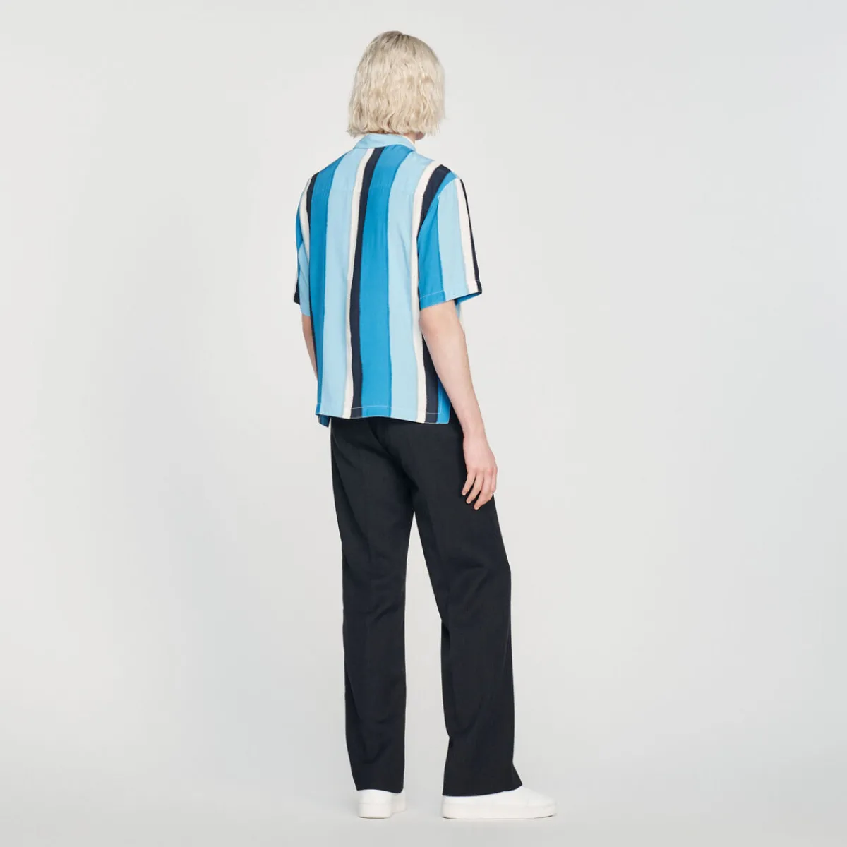 Sale Flowing Striped Short-Sleeved Shirt Men Shirts