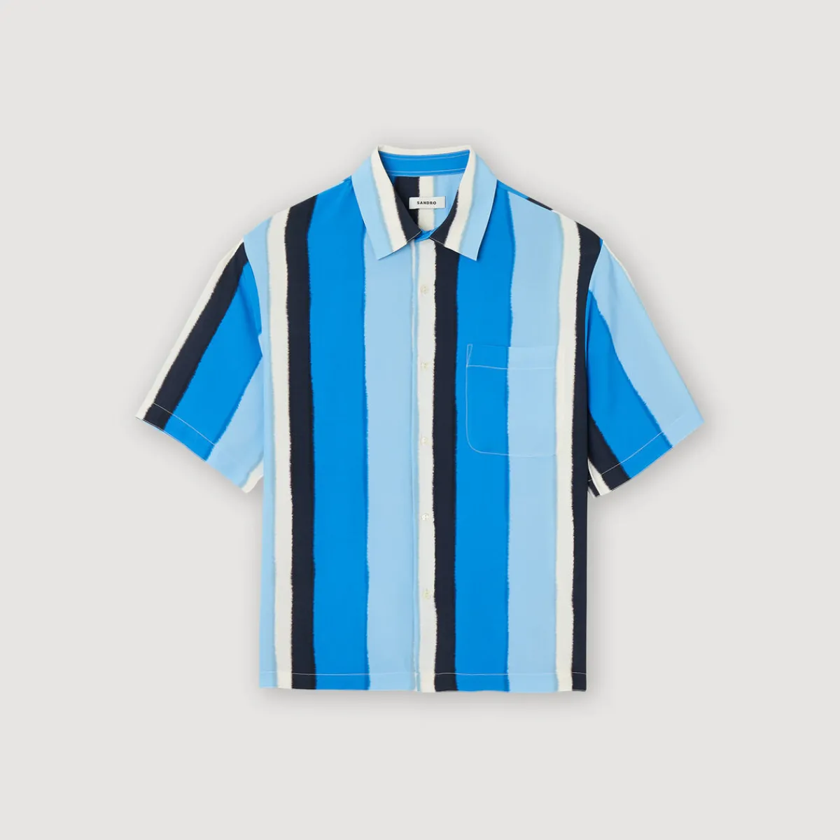 Sale Flowing Striped Short-Sleeved Shirt Men Shirts