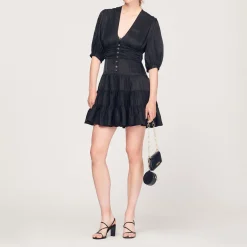 Sale Frilly Dress With Short Sleeves Women Dresses