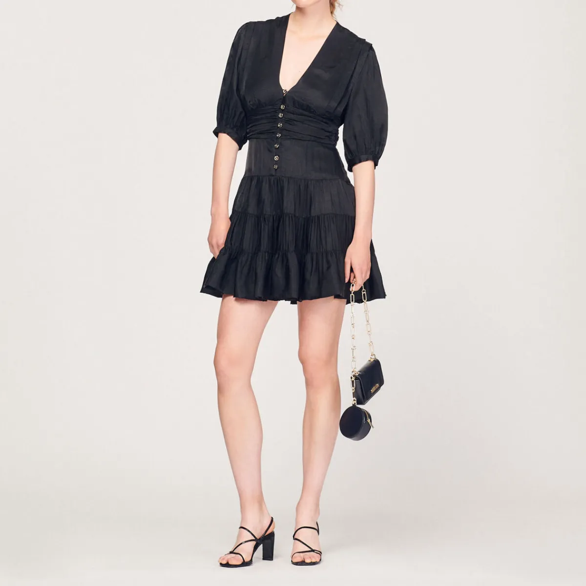 Sale Frilly Dress With Short Sleeves Women Dresses