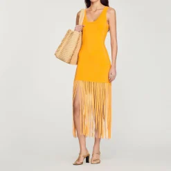 Cheap Fringed Knit Dress Women Dresses