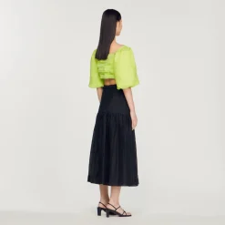 Online Gathered Long Skirt Women Skirts