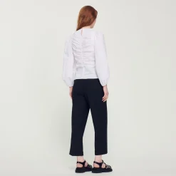Cheap Gathered Poplin Top Women Tops & Shirts