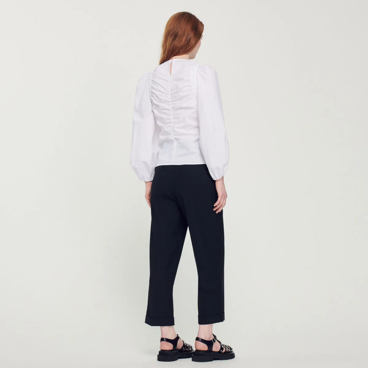Cheap Gathered Poplin Top Women Tops & Shirts
