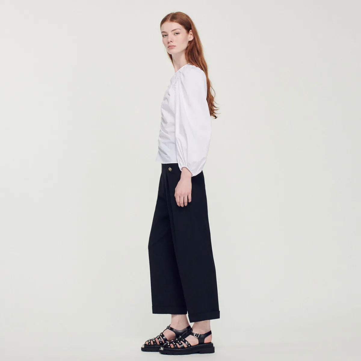 Cheap Gathered Poplin Top Women Tops & Shirts