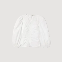 Cheap Gathered Poplin Top Women Tops & Shirts