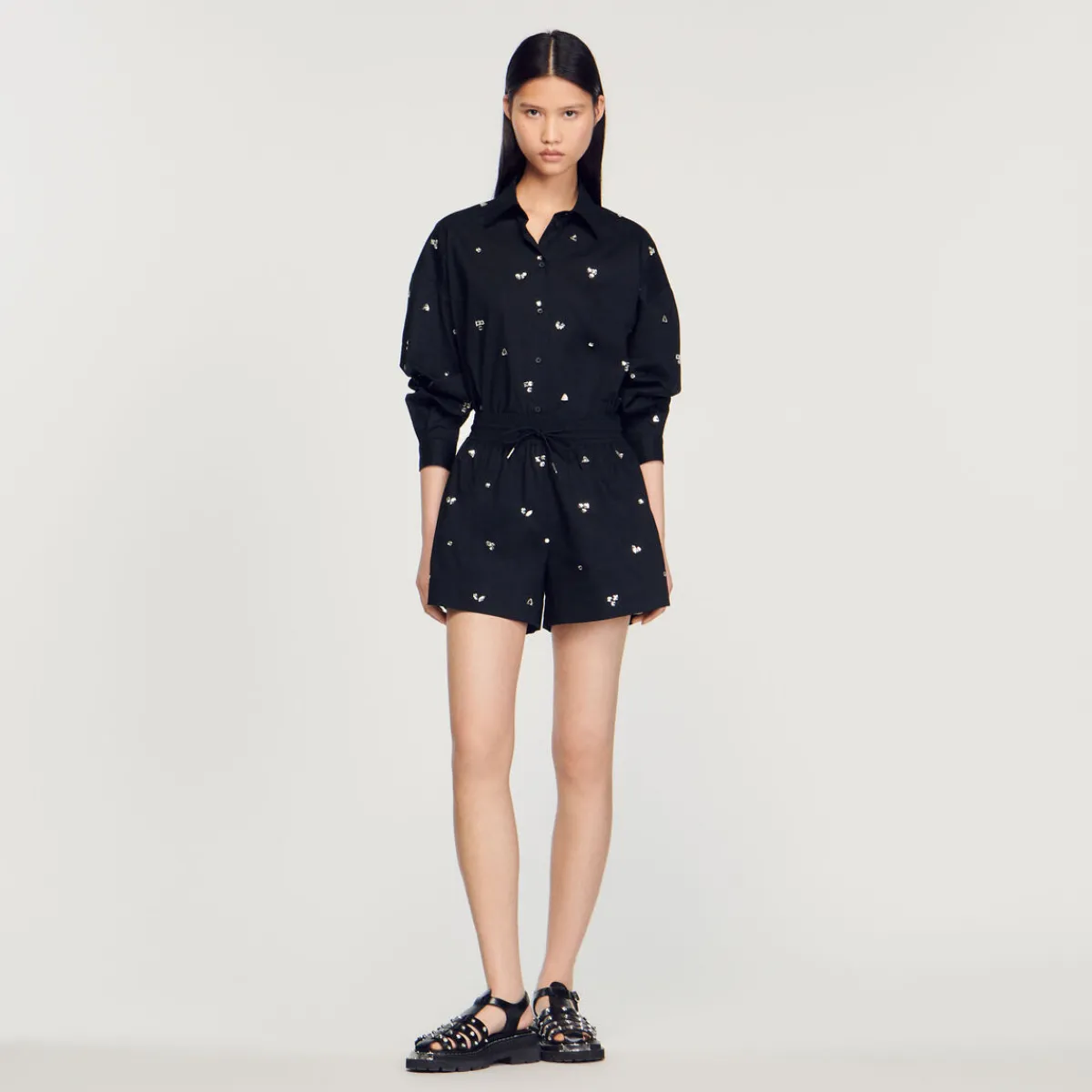 Cheap Hand-Embroidered Embellished Shorts Women Matching Sets