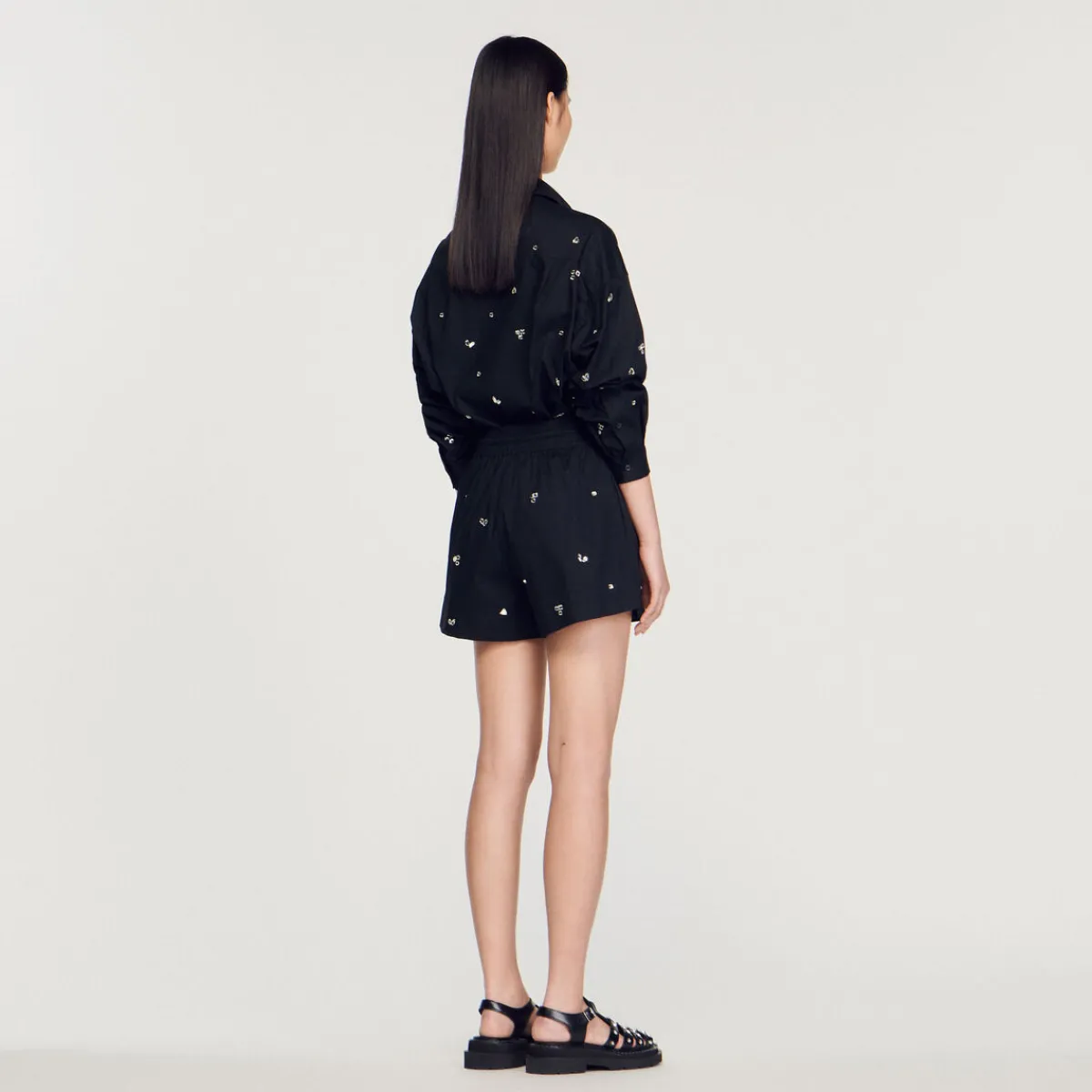 Cheap Hand-Embroidered Embellished Shorts Women Matching Sets
