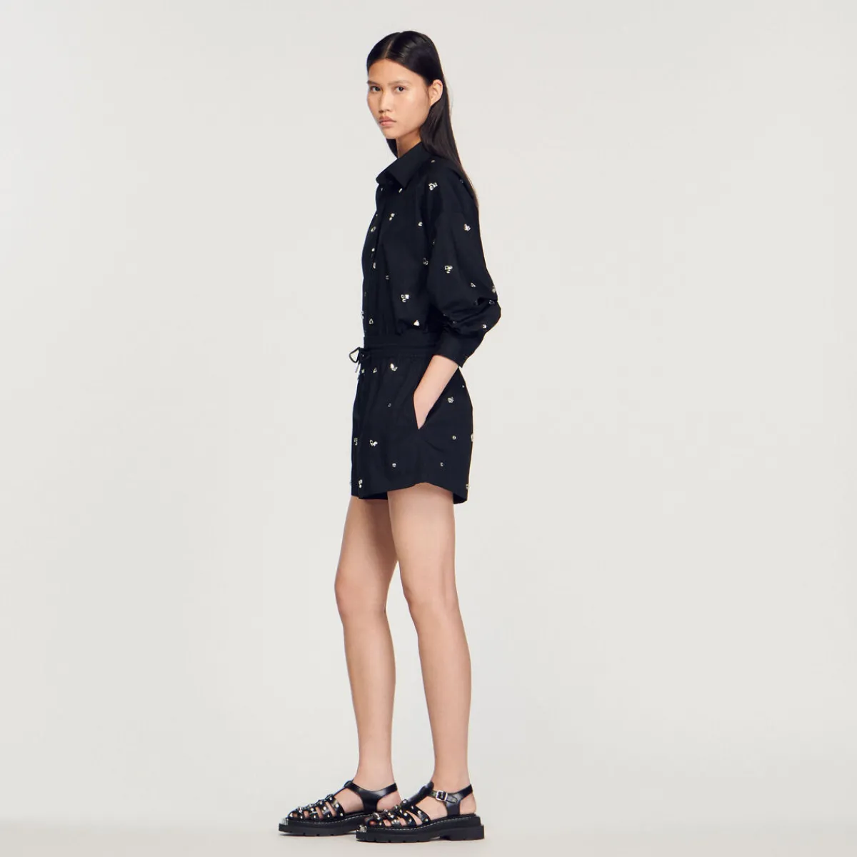 Cheap Hand-Embroidered Embellished Shorts Women Matching Sets