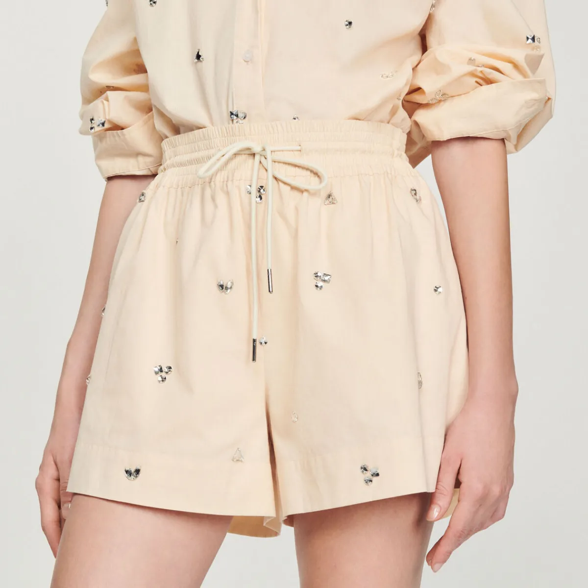 Store Hand-Embroidered Embellished Shorts Women Matching Sets
