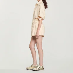 Store Hand-Embroidered Embellished Shorts Women Matching Sets