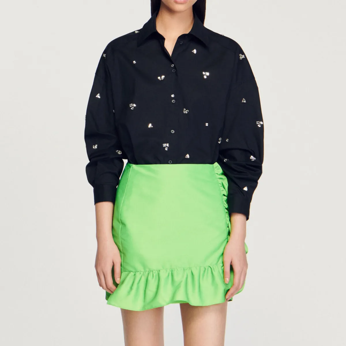 Cheap Hand-Embroidered Embellished Shirt Women Matching Sets