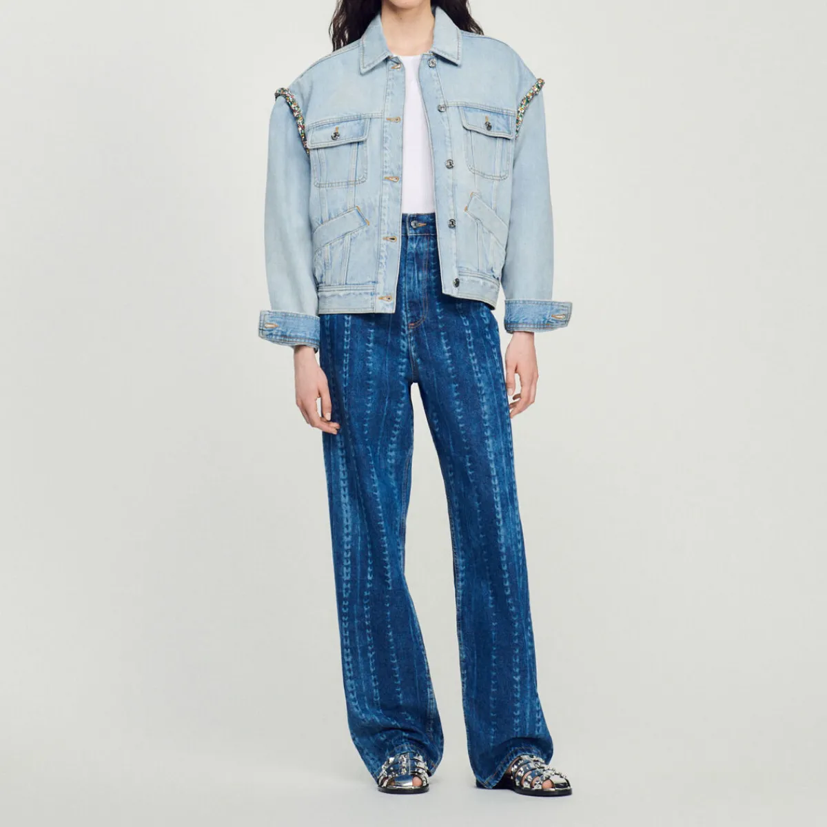 Hot Jean Jacket With Rhinestones Women Jackets & Blazers