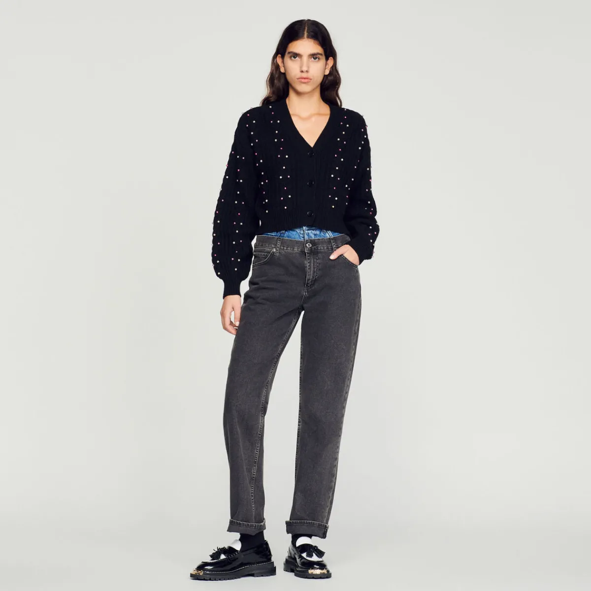 Clearance Knit Cardigan With Decorative Beads Women Sweaters & Cardigans