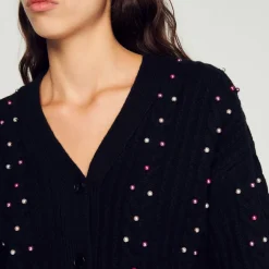 Clearance Knit Cardigan With Decorative Beads Women Sweaters & Cardigans