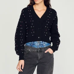 Clearance Knit Cardigan With Decorative Beads Women Sweaters & Cardigans