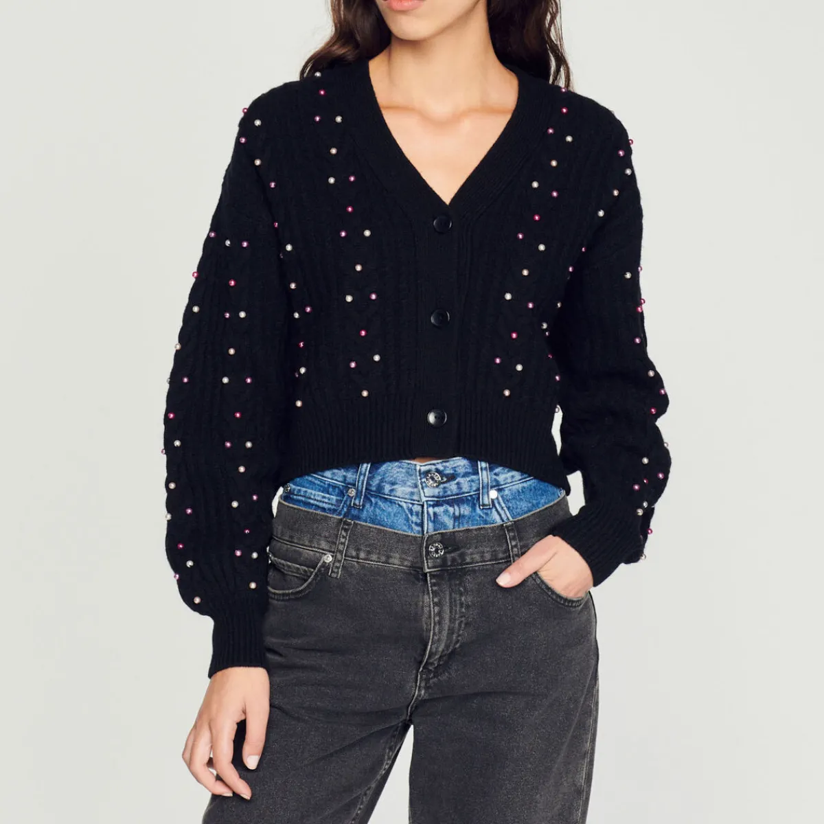 Clearance Knit Cardigan With Decorative Beads Women Sweaters & Cardigans