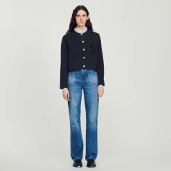 Store Knit Cardigan With Embroidered Pocket Women Sweaters & Cardigans