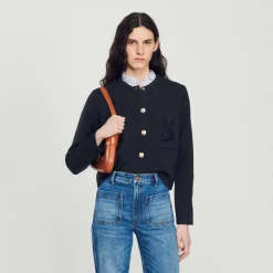 Store Knit Cardigan With Embroidered Pocket Women Sweaters & Cardigans