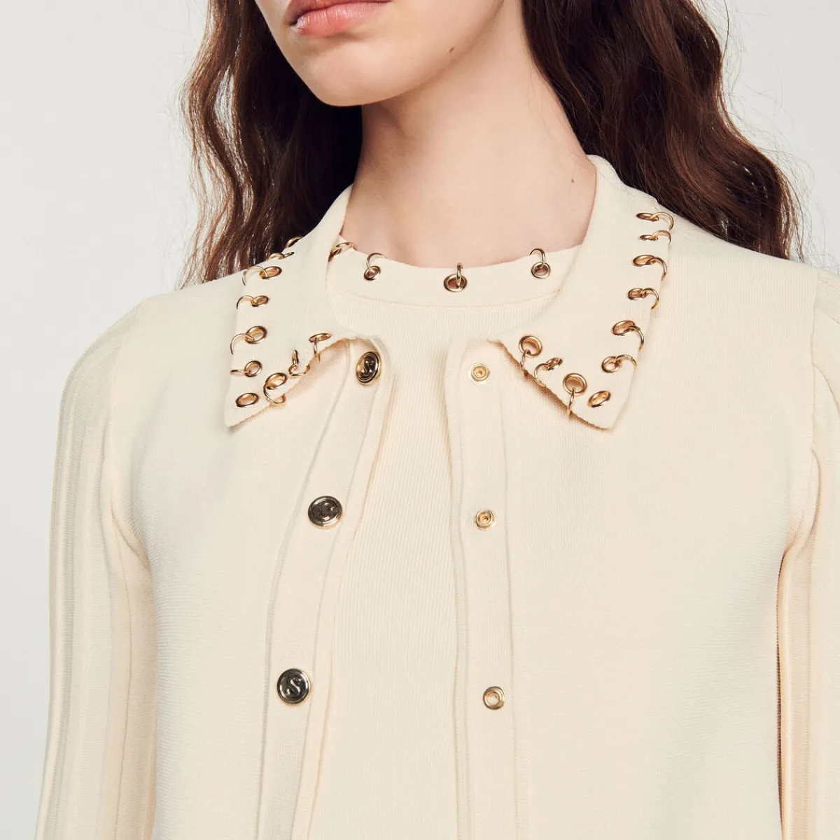 Cheap Knit Cardigan With Ring Details Women Matching Sets