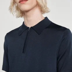 Cheap Knitted Polo Shirt With Zip Collar Men T-Shirts & Polos