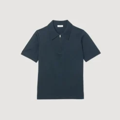 Cheap Knitted Polo Shirt With Zip Collar Men T-Shirts & Polos