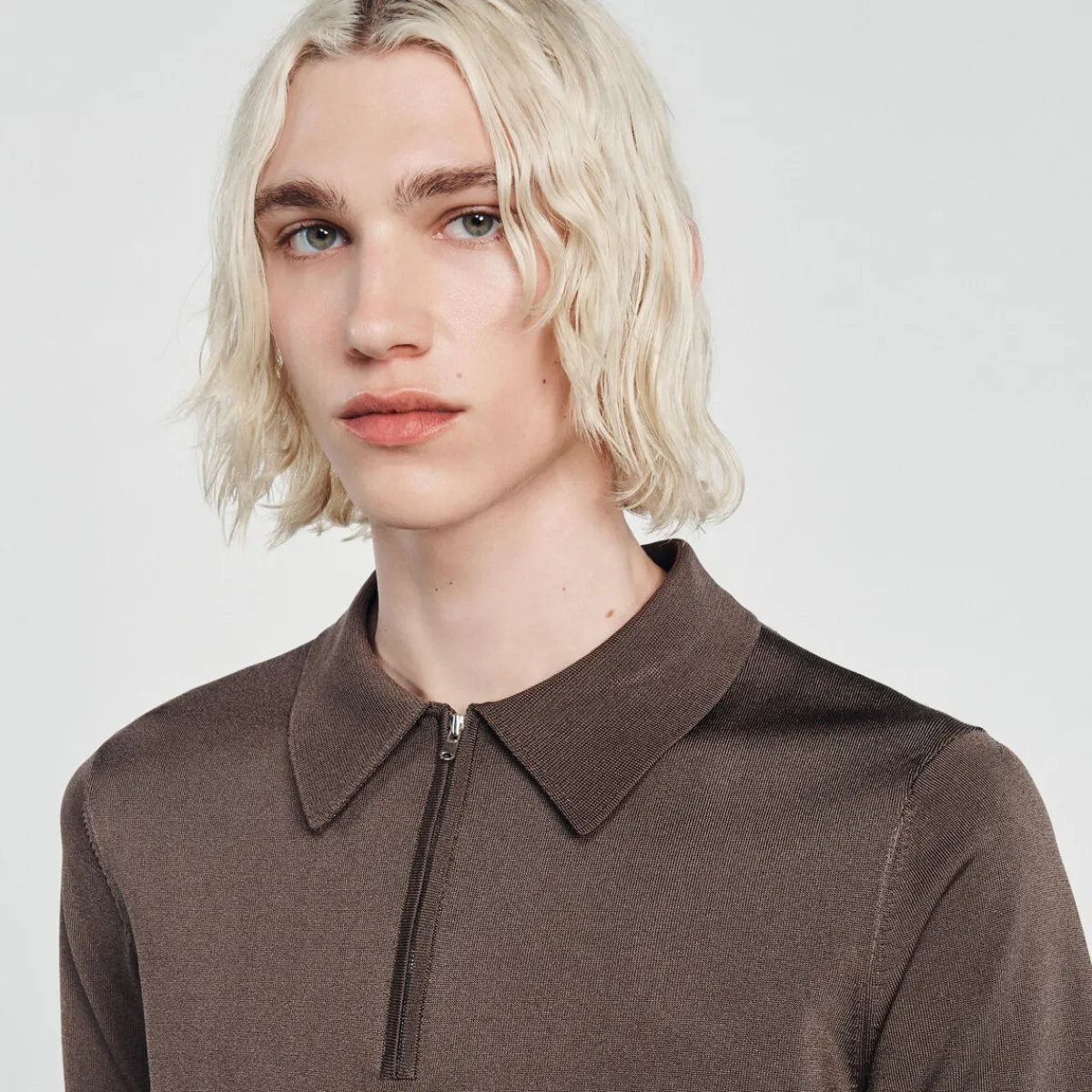 Best Knitted Polo Shirt With Zip Collar Men T-Shirts & Polos