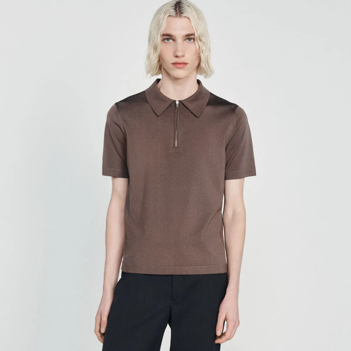 Best Knitted Polo Shirt With Zip Collar Men T-Shirts & Polos
