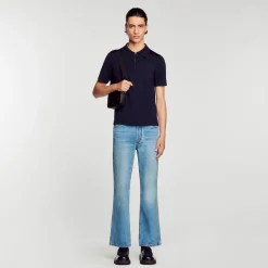 Hot Knitted Polo Shirt With Zip Collar Men T-Shirts & Polos