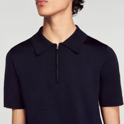 Hot Knitted Polo Shirt With Zip Collar Men T-Shirts & Polos