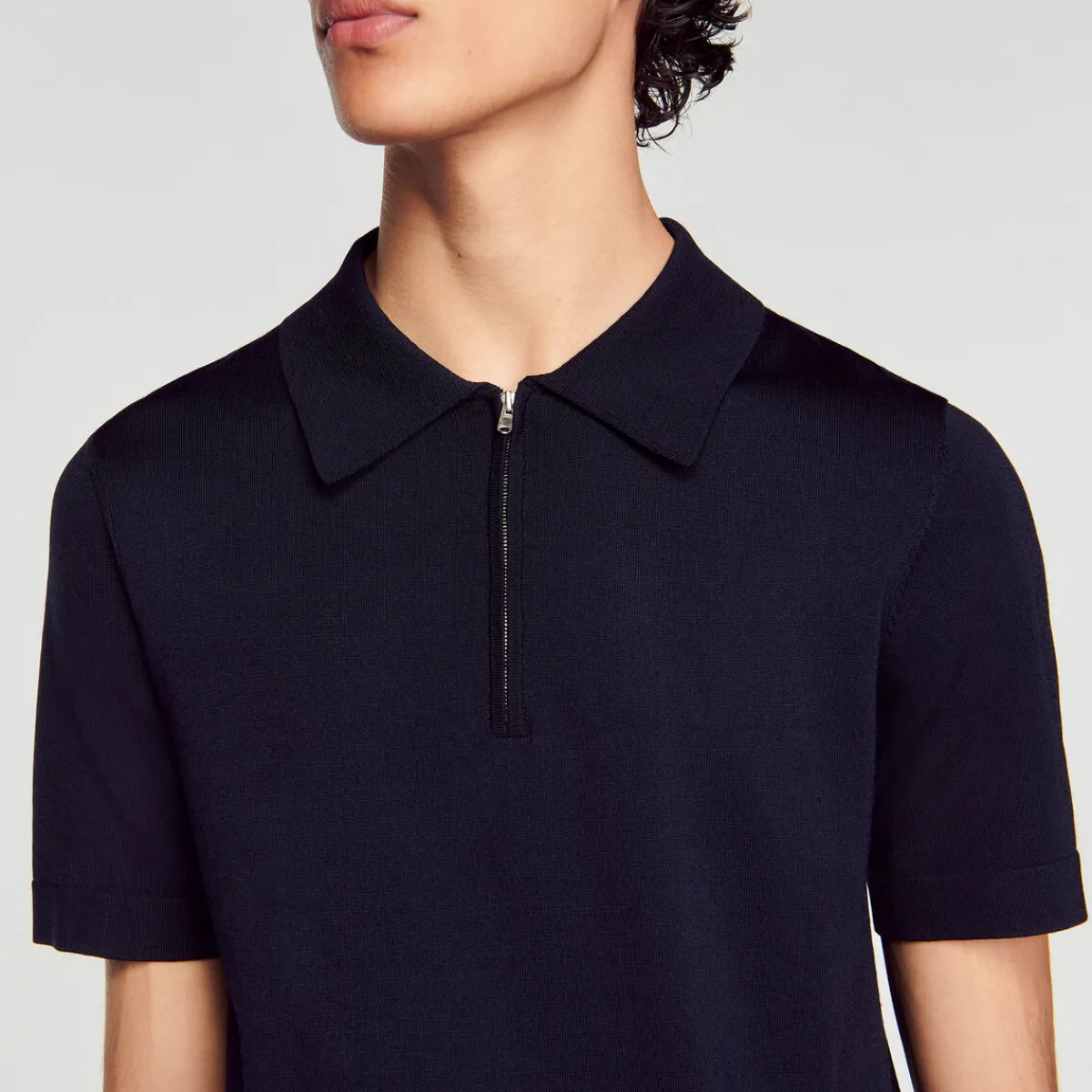 Hot Knitted Polo Shirt With Zip Collar Men T-Shirts & Polos
