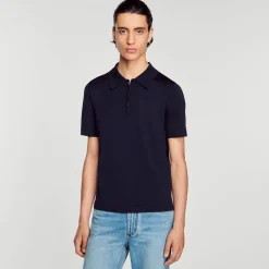 Hot Knitted Polo Shirt With Zip Collar Men T-Shirts & Polos