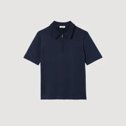 Hot Knitted Polo Shirt With Zip Collar Men T-Shirts & Polos