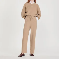 Fashion Knitted Straight-Leg Pants Women Matching Sets