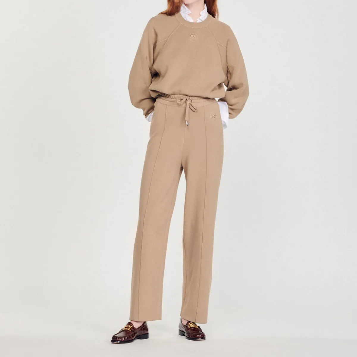 Fashion Knitted Straight-Leg Pants Women Matching Sets