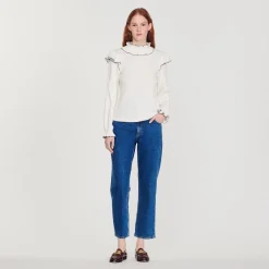 Outlet Knitted T-Shirt With Ruffle Women Tops & Shirts