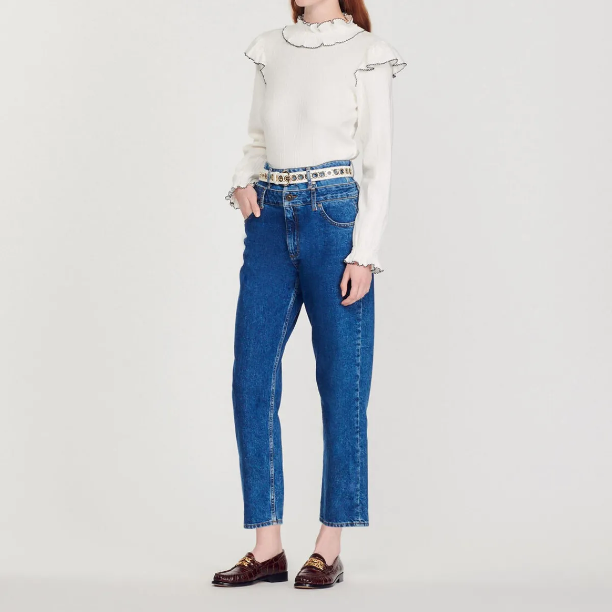 Outlet Knitted T-Shirt With Ruffle Women Tops & Shirts