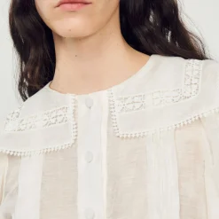 Cheap Lace Collar Shirt Women Tops & Shirts