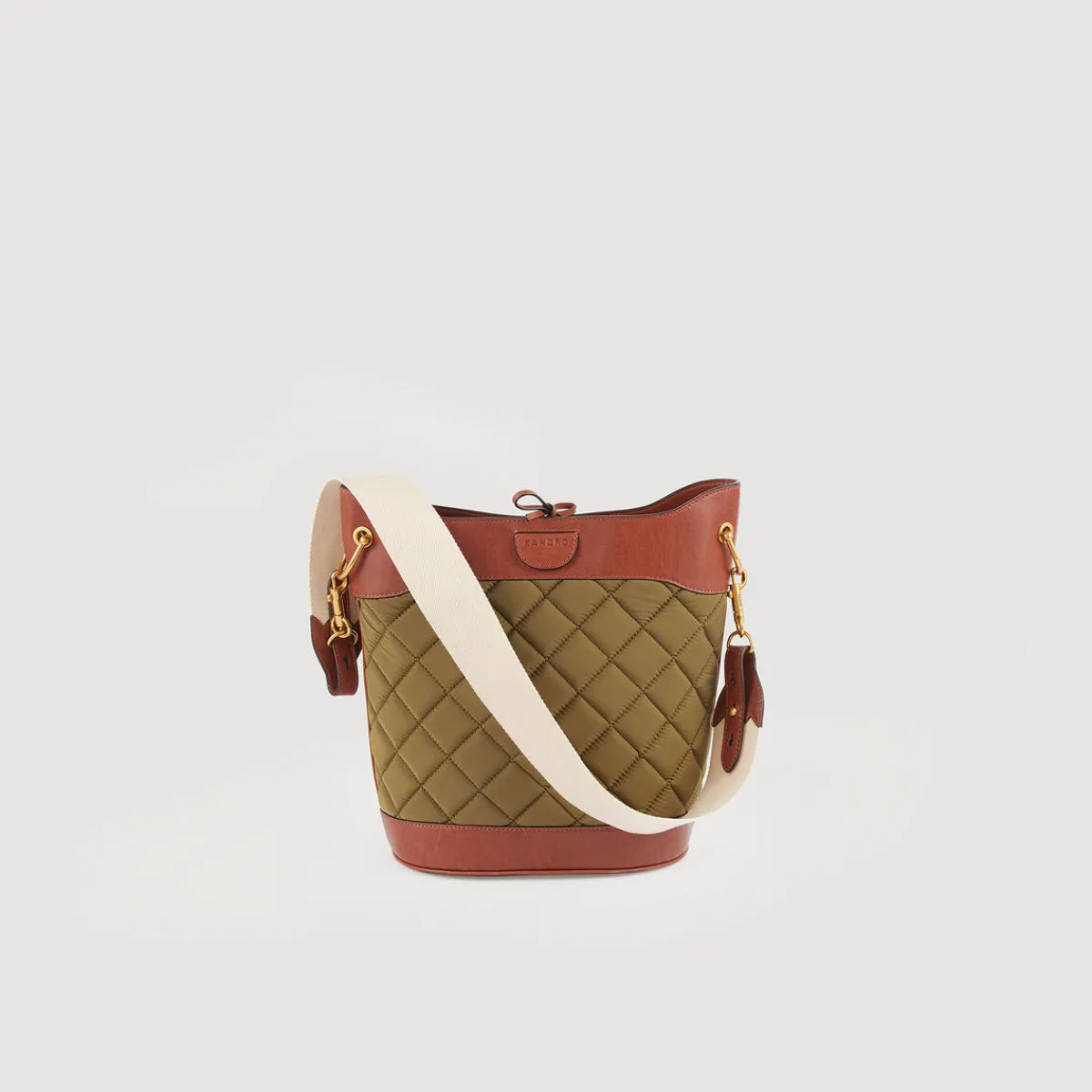 Clearance Leather And Quilted Fabric Bucket Bag Women Pouches & Handbags