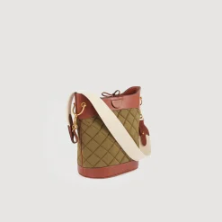 Clearance Leather And Quilted Fabric Bucket Bag Women Pouches & Handbags