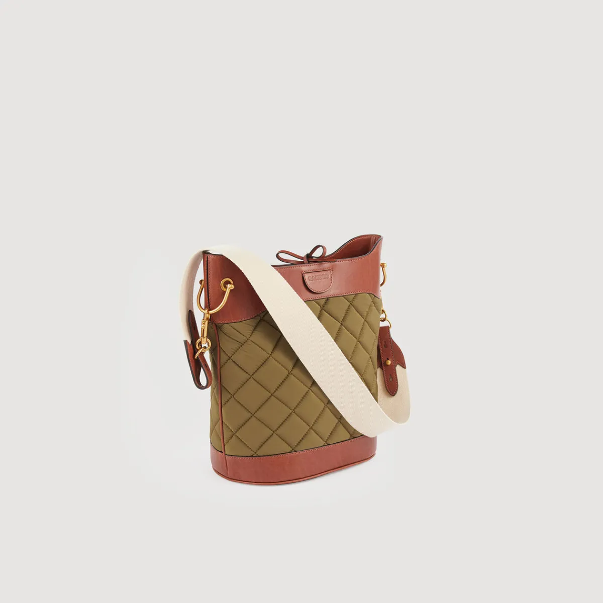 Clearance Leather And Quilted Fabric Bucket Bag Women Pouches & Handbags